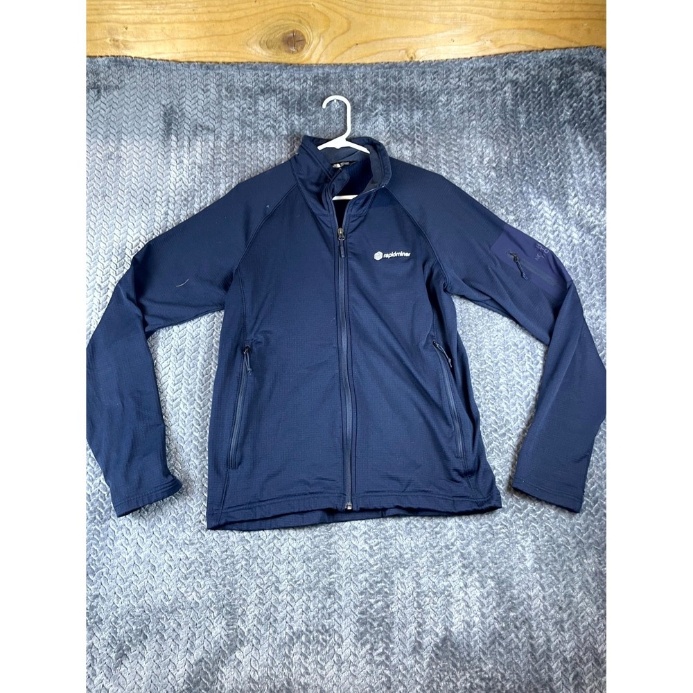 The North Face Trail Grid Fleece Jacket Mens Medium Navy Blue Stretch Full Zip